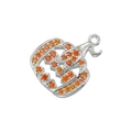 Dettaglio del ciondolo a zucca argentato con strass arancioni per creazione di gioielli - Zucca in Zirconia Arancione Oro Bianco