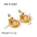 Modern gold plated stainless steel C-shaped double hoop earrings with a sleek polished finish - Interlocking Double Hoop Style-Gold (NB-E1066-G)