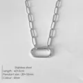 Silberne Edelstahl-Büroklammer-Halskette mit ovalem Karabinerverschluss, Länge 42+5 cm - Kleiner Karabiner Büroklammerkette (XNL0057-1) / Silber