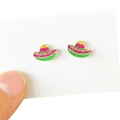 Boucles d'oreilles sombrero scintillantes Cinco de Mayo avec paillettes colorées - Chapeau Sombrero Mexicain