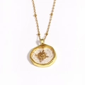 Detail of gold necklace with star and purple resin charms on white background - Irregular Starburst Style (Style 5)