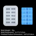 Molde de silicona de 10 cavidades para resina con muestra de píldora ovalada azul - 3# B1079 Forma de Cápsula / Transparente