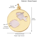 Pendentif cœur en laiton doré avec incrustations de poissons et coquilles en nacre - Pendentif Rond Coquille Saint-Jacques Poisson