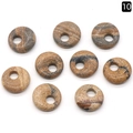 Nine brown and beige natural crystal stone donut pendants on white background - 18mm Side Hole Picture Jasper