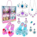 Detail showing colorful princess dress-up set with glitter heels and jeweled crowns - Pink/Blue/Colorful Gem/SP02-5