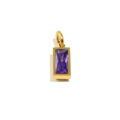 18K gold plated stainless steel rectangular pendant with a purple amethyst birthstone - June - Alexandrite Purple