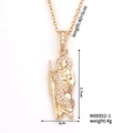 Detail van de vergulde religieuze hanger met nauwkeurige afmetingen en gewichtsgegevens - Witte Zirconia Sint-Juda Stijl (N00952-1)