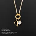 14K gold plated stainless steel necklace with initial q and sparkling CZ diamond pendant - Letter Q