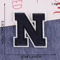 Chenille letter N patch in navy blue and white for DIY clothing and hat decor - Letter N / Navy Blue