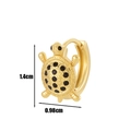 Golden turtle earring with black zircon stones, measures 1.4cm high and 0.98cm wide - Black Dotted Shell Turtle Style (413-7#) / Gold Yellow