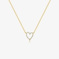 Minimalist s925 silver hollow heart pendant necklace with shimmering gold finish - Necklace / 18K Gold