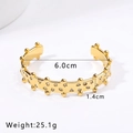 Detailed view of gold geometric bangle showing 1.4cm width and 6.0cm inner diameter size - Wide Band Dot Crystal Style (NB-B6188)