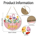 Holz-Willkommensschild Hello Spring 30cm rundes Plakat mit Blumen-Regenschirm - Hallo Frühling Stil(M26Y90072_Q)