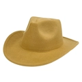 Classic mustard yellow felt fedora hat with a wide brim and British retro jazz style - M (56-58cm) / Khaki