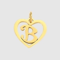 Golden heart-shaped stainless steel pendant featuring a minimalist letter B charm - Letter B / Gold