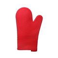 Red silicone oven mitt featuring honeycomb non-slip texture and hanging loop detail - 1 Piece / Red