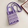 Purple knit panda style mini tote bag with geometric pattern and detachable strap - Wheat Ear Pattern Dark Light Purple