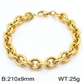 Golden stainless steel chunky chain bracelet with lobster clasp, 210x9mm size - 210x9mm Gold Style (KB202812-Z)