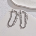 Pendientes de flecos plateados minimalistas con elegantes cadenas de serpiente metal - Color Acero