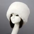 White thick faux rex rabbit fur Russian hat for winter warmth with plush ear covers - White Faux Rex Rabbit Fox