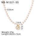 Dimensions détaillées du collier en perles Sagittaire en or 18K avec taille des perles - Sagittaire (NB-N1221-SS)