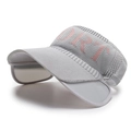 Breathable grey knitted sun visor hat with pink sport lettering for outdoor activities - Gray
