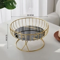 Goldener Obstkorb aus Metalldraht mit schwarzem Marmorboden, Größe 22,5cm x 12,5cm - Klein/Schwarzes Marmormuster/PVC-Basis