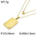 Collier en acier inoxydable plaqué or 18k avec pendentif carré lettre C en relief - Lettre C (KN236555-GG)