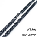 Collar de cadena vintage de acero inoxidable negro para hombre, 660x8mm y 79g - 8 mm (Ancho) x 66 cm (Largo) / Negro
