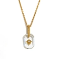 Collana placcata oro con cristallo trasparente taglio smeraldo e motivo a stella - Stile Cristallo Smeraldo Trasparente (Oro-12)
