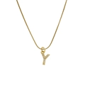 Classic 18k gold plated necklace with small micro-pave zircon letter Y pendant - Letter Y