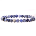 Handmade 8mm natural sodalite beaded stretch bracelet with blue marbled texture - Blue Vein Stone