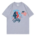 T-shirt gris chiné du 4 juillet avec imprimé drapeau américain et texte de fête - Gris (Happy 4th of July)
