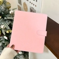 Close-up of pink glitter PU leather binder cover with snap button for photo cards - 2.5 Ring Binder / Widen A5 Glitter (Pink-Purple)