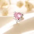 Clou d'oreille cœur en zircon rose et acier inoxydable avec fermoir à vis sécurisé - Rose (Pièce Unique)