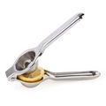 Manual stainless steel lemon squeezer with fresh lemon slice on white background - Thickened Style Lemon Squeezer (Bagged)