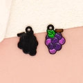 Grape shape alloy pendant charms in purple and green enamel finish for jewelry making - Grape - Black (24-Black)