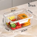 Large white 3-compartment food storage box with lid for fresh meal prep and organization - 1 Piece / Large Divided - White