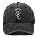 Casquette de baseball en coton délavé noir avec motif de faucheuse brodé à l'avant - Taille unique / Noir