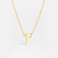 Elegant gold S925 sterling silver necklace featuring a letter P pendant with a small zircon - Letter P