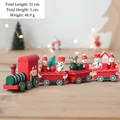 Christmas wooden snowman train ornament with red and green carriages for table decor - Style C 21cm Train