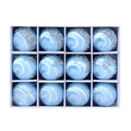 Set of 12 blue Christmas tree ornaments with glitter and silver beads in a box - Set of 12 / Light Blue