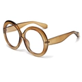 Retro oversized ronde bril in doorschijnend amberkleurig acetaat met dikke poten - Amber