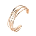 Minimalist multi-layer crisscross gold open bangle with high-polish mirror finish - Gold Multi-layer Cross Open Bangle (10953)