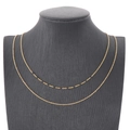Double-layer gold stainless steel chain necklace with tiny black beads on mannequin - Black