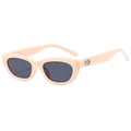 Retro cat-eye sunglasses with beige frames, dark lenses and silver star accents - Beige Frame Black Gray Lens