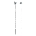 Elegant S925 sterling silver tassel drop earrings with sparkling moissanite stones - 0.5 Carat * 2/No Cert