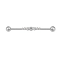 Barbe de piercing industriel argentée avec sept pierres de zircone transparentes dégradées - Argent 7-Pierres Clair CZ
