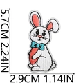 Detailed size view of cute embroidered Easter bunny patch with white threads and carrot - Rabbit with Carrot