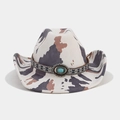 Detailed view of western cow print hat with ethnic embroidery and turquoise buckle ornament - M (56-58cm) / Cow Print Ethnic Embroidery Turquoise (9#)